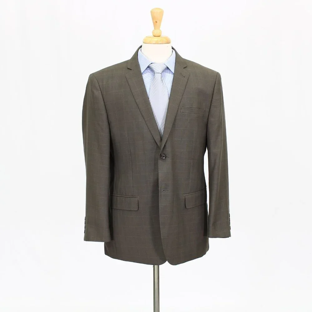 Giorgio Sanetti 42S Brown Sport Coat Blazer Jacket Check 2B Poly G118